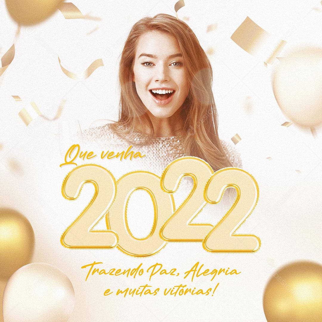 Post Feliz 2022 Ano Novo Social Media PSD Editável