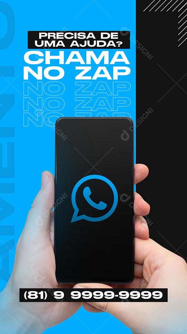 Post Stories Celular Chama No Zap Social Media PSD Editável