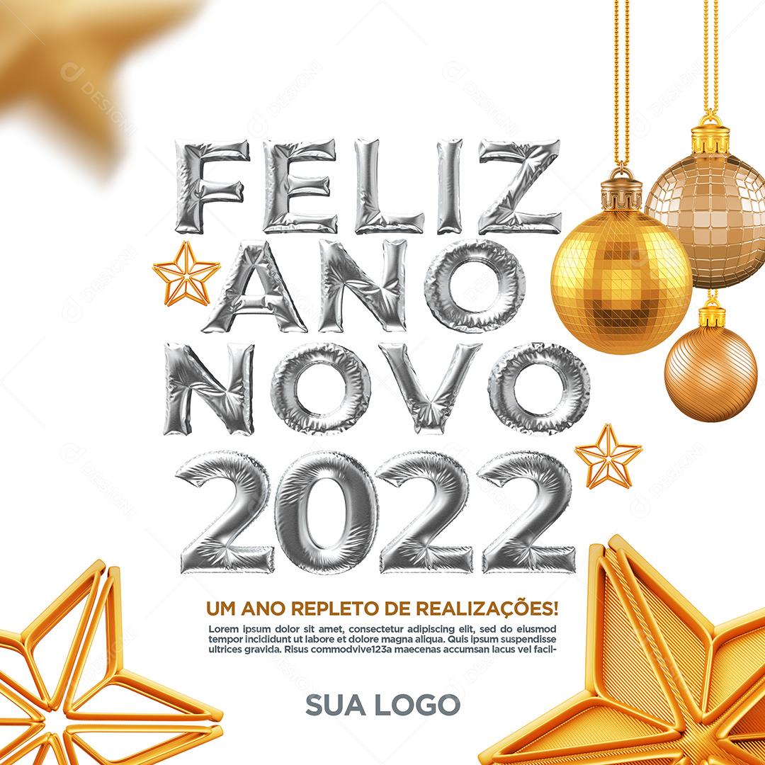 Social Media Feliz Ano Novo 2022 PSD Editável