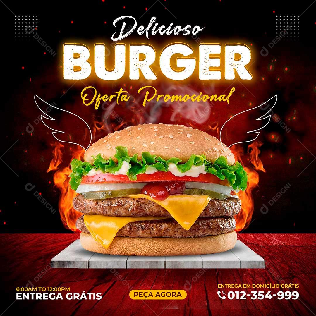 Burgers Deliciosos Hamburguerias Social Media PSD Editavel