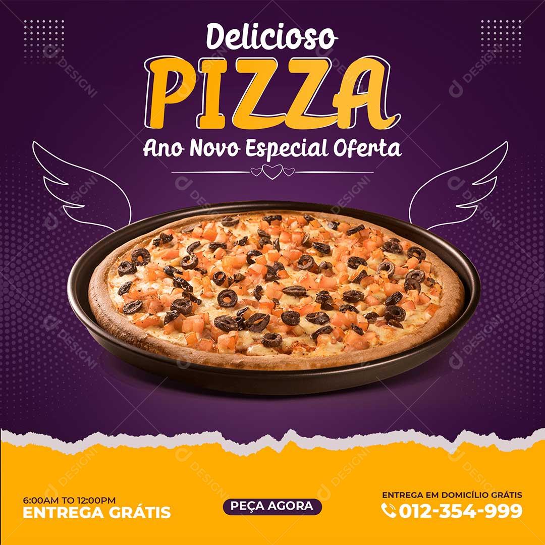 Pizza Ano Novo Especial Social Media PSD Editável
