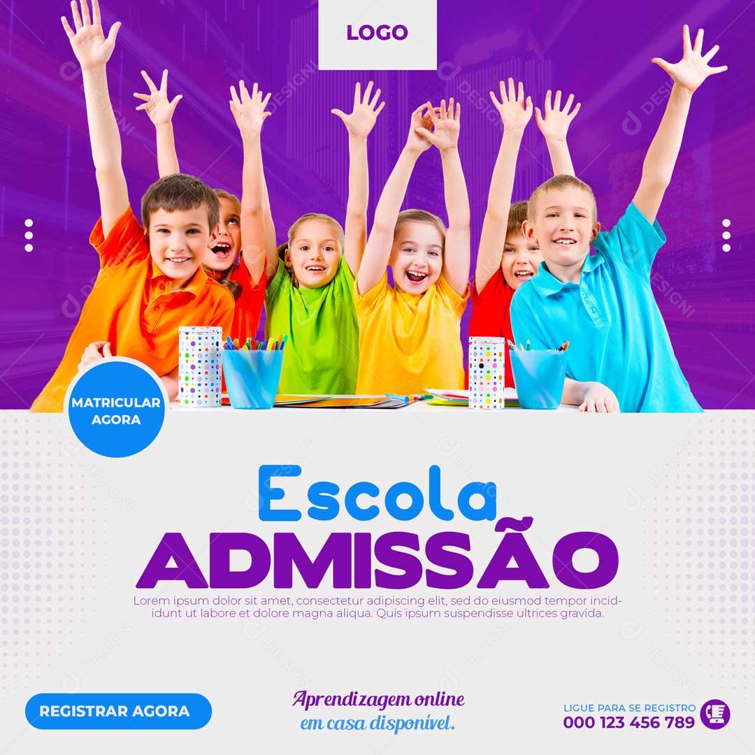 Post Feed Flyer Escola Particular Estudantes Felizes PSD Editável