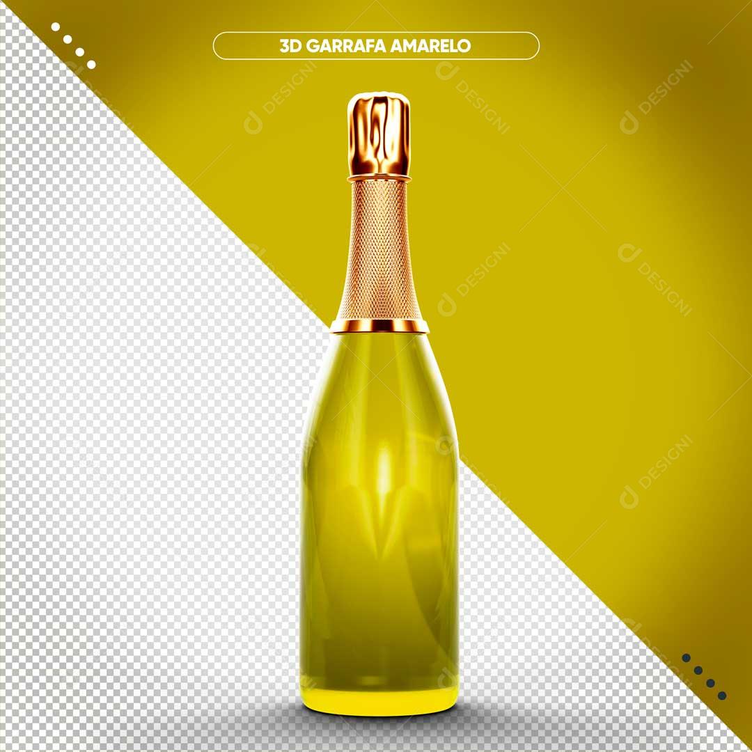 Elemento 3D Para Composição Garrafa De Vinho E De Champagne PSD Editável