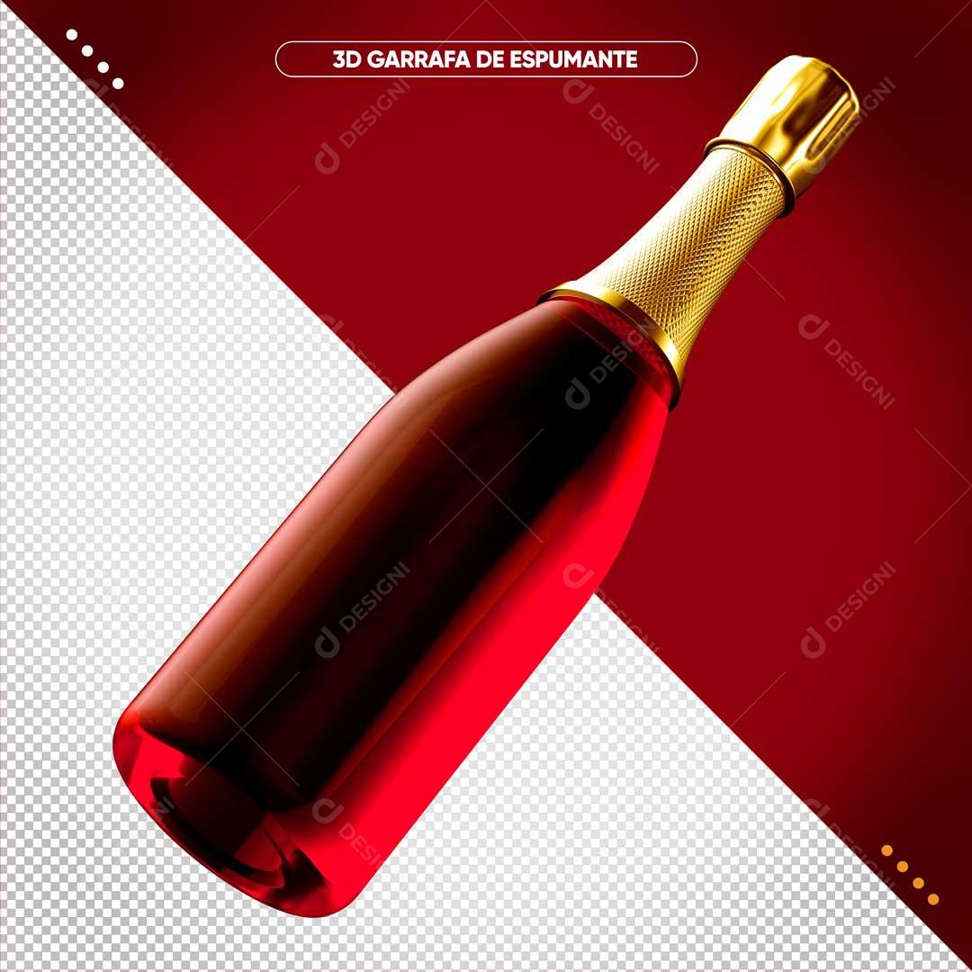 Elemento 3D Para Composição Garrafa De Vinho E De Champagne PSD Editável