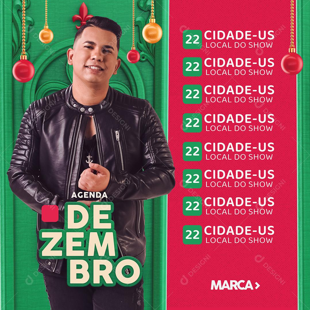 Flyer Agenda Dezembro Social Media PSD Editável