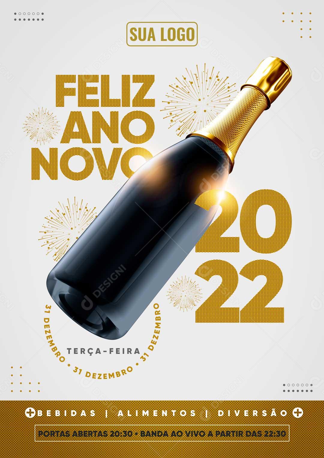 Feliz Ano Novo 2022  Réveillon Social Media PSD Editável