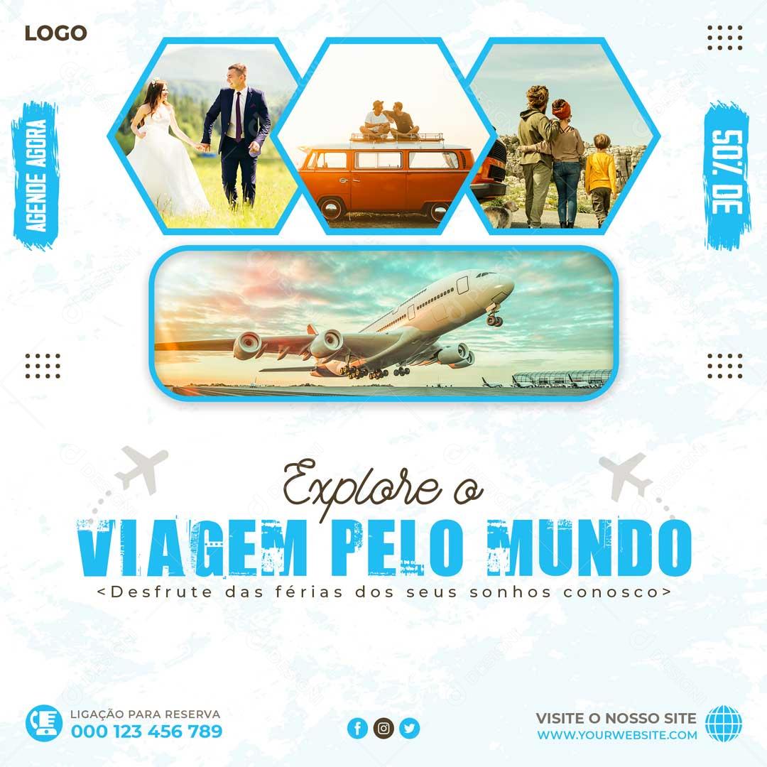 Post Feed Agencia De Viagens Viajar Pelo Mundo PSD Editável