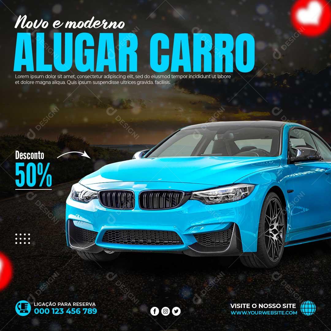 Post Feed Aluguel De Carros Azul PSD Editável
