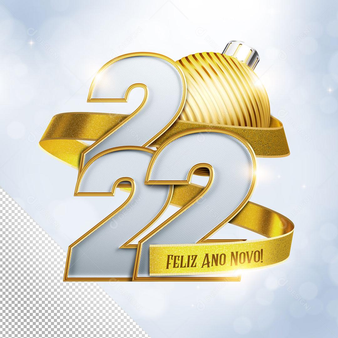 Selo 3D Para Composição 2022 Feliz Ano Novo PSD Editável