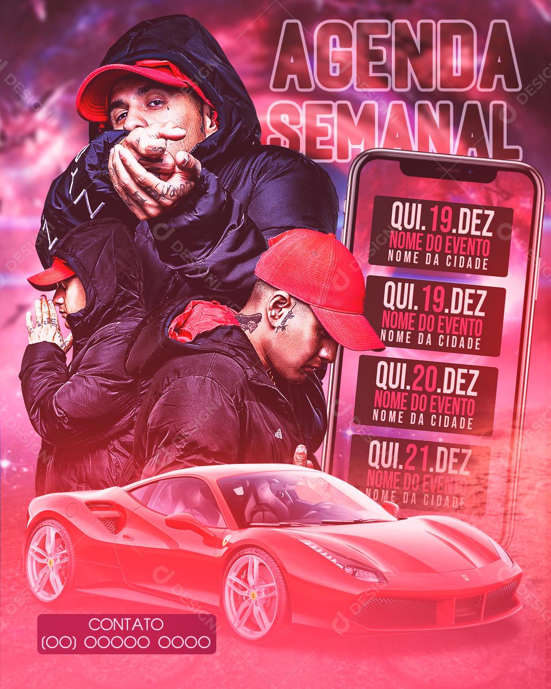 Flyer Story Agenda Semanal Cantor Artista Funk Social Media PSD Editáve