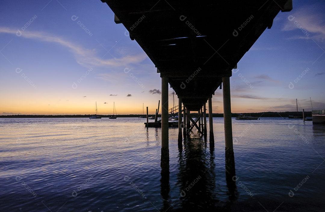 Píer Ao Pôr Do Sol Na Praia Do Jacaré Cabedelo Próximo A João Pessoa 2 Imagem JPG