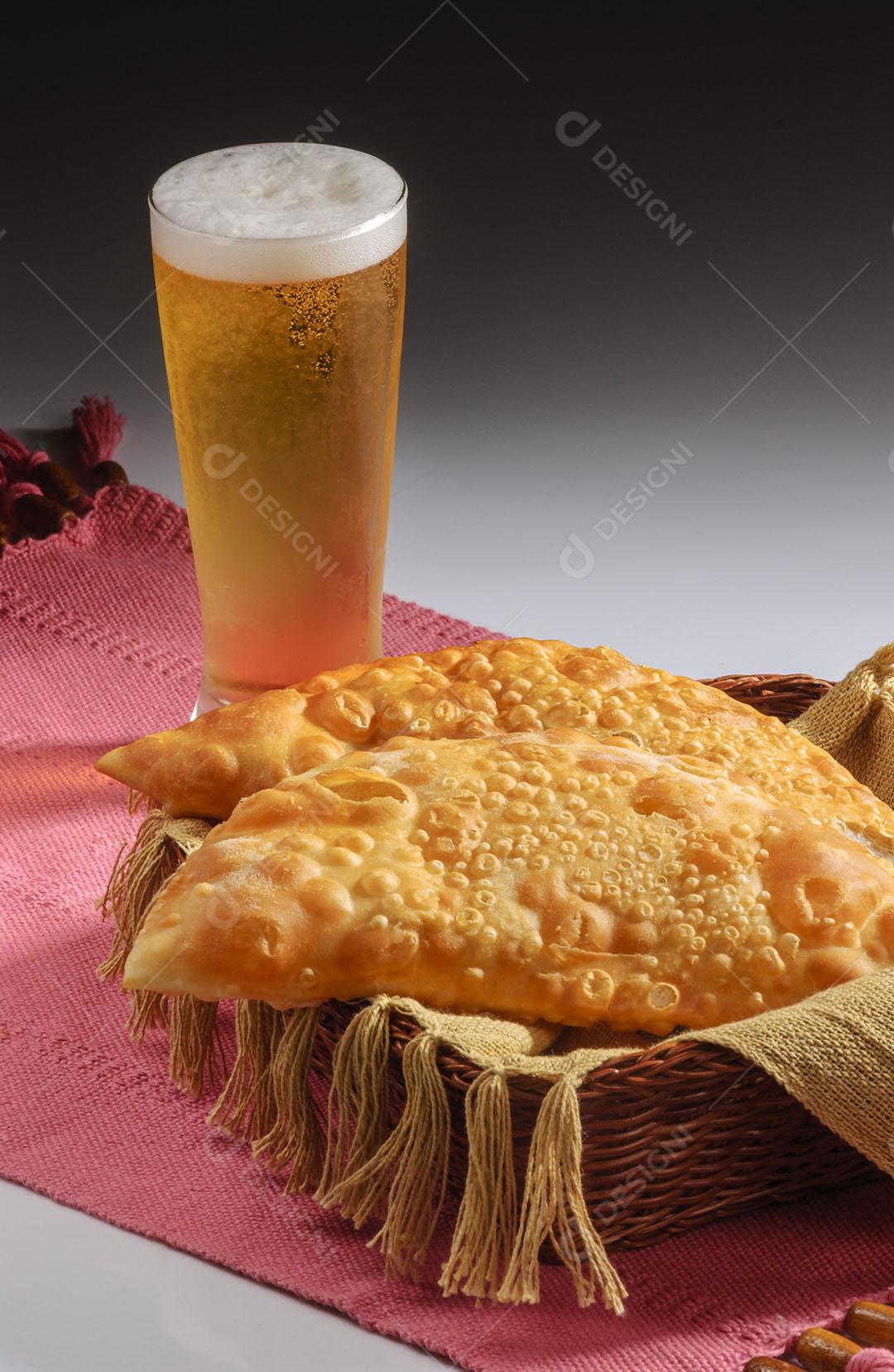 Pastel In A Basket With Blue Fabric And Beer In A Glass 1 JPG.jpg I