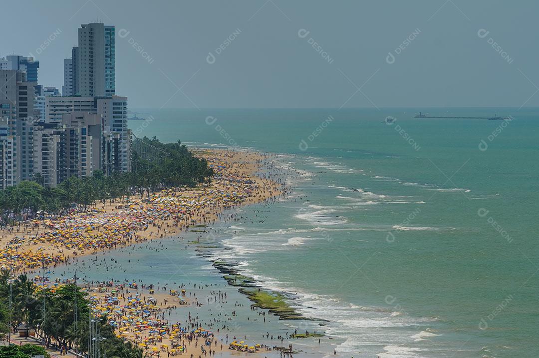 Praia Banhistas E Guarda Sóis Coloridos Boa Viagem 10 Imagem JPG