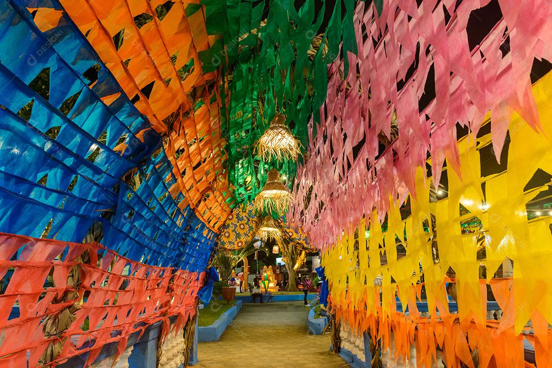 Bandeiras Coloridas E Balão Decorativo Para Festas Juninas 3 Imagem JPG