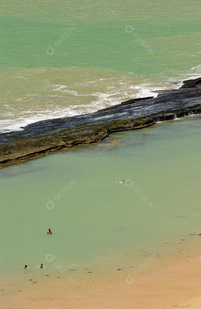 Pessoas Água Areia Recifes Fundo Praia Boa Viagem Recife Pernambuco Imagem JPG