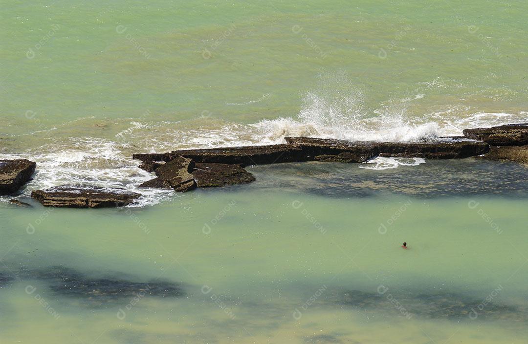 Pessoas Água Areia Recifes Fundo Praia Boa Viagem Recife Pernambuco Imagem JPG