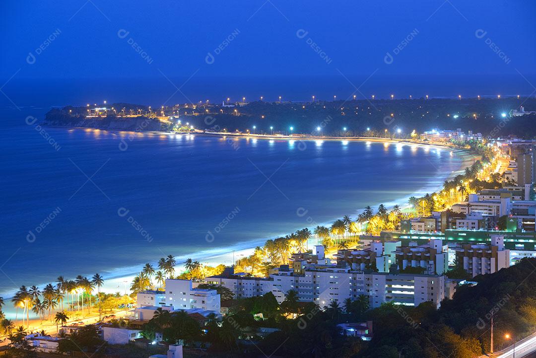 João Pessoa Paraíba  Visão Noturna da Praia do Cabo Branco Imagem JPG