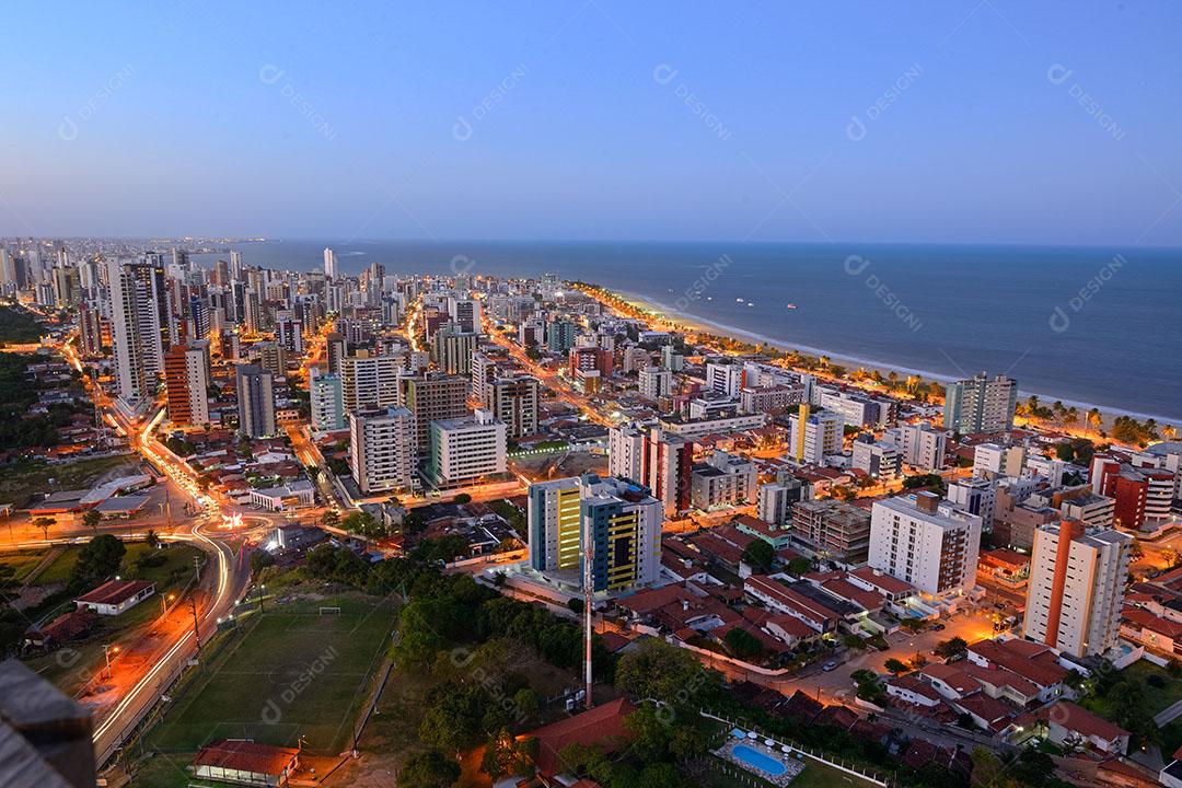 João Pessoa Paraíba Visão Noturna da Praia do Cabo Branco Imagem JPG