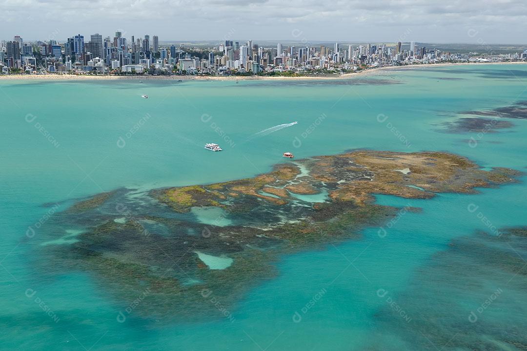 João Pessoa Paraíba Vista Aérea Mar Esmeralda Recifes Naturais Imagem JPG