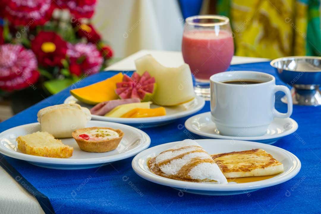 Foto Lanche Tapioca Brasileira Café Quente Lanche Imagem JPG