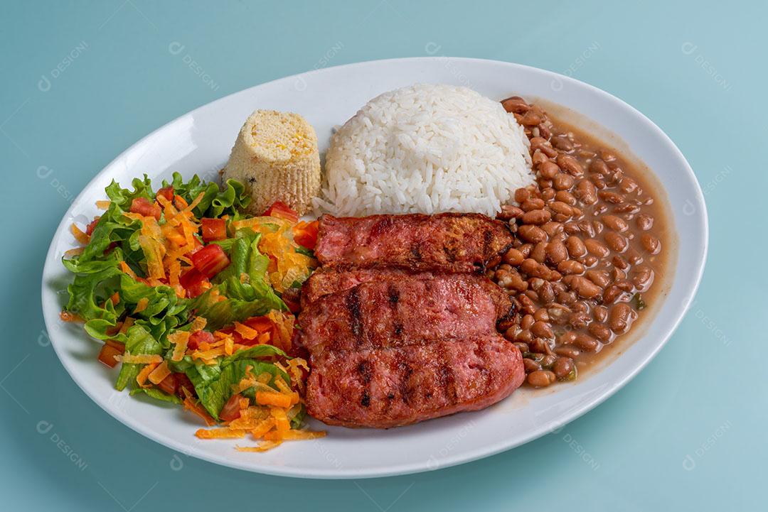 Foto Comida Alimentação Linguiça Grelhado Feijão Arroz Imagem JPG