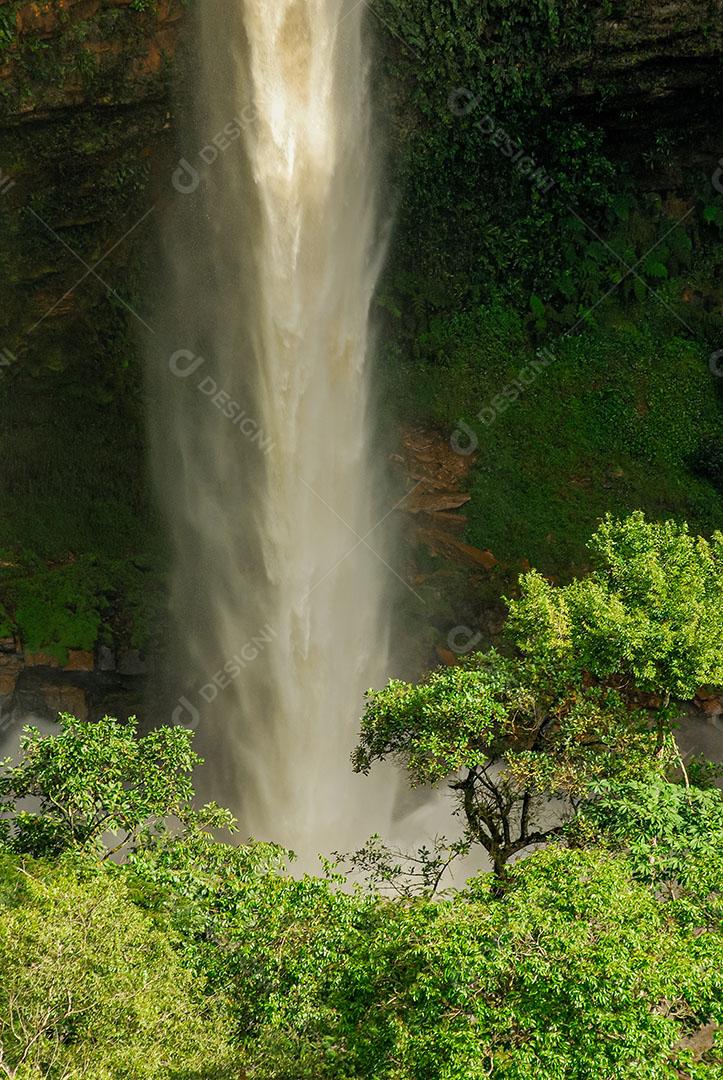 Cachoeira Véu de Noiva Vegetação Falésia Rochosa Chapada Guimarães Imagem JPG