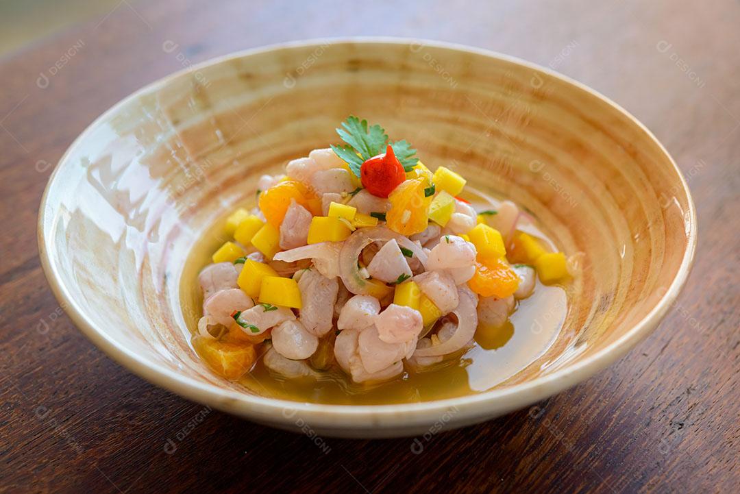 Ceviche Prato Tradicional da Culinária Peruana Imagem JPG