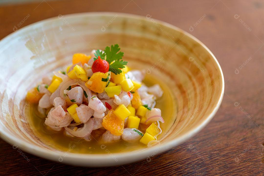 Ceviche Prato Tradicional da Culinária Peruana Imagem jpg