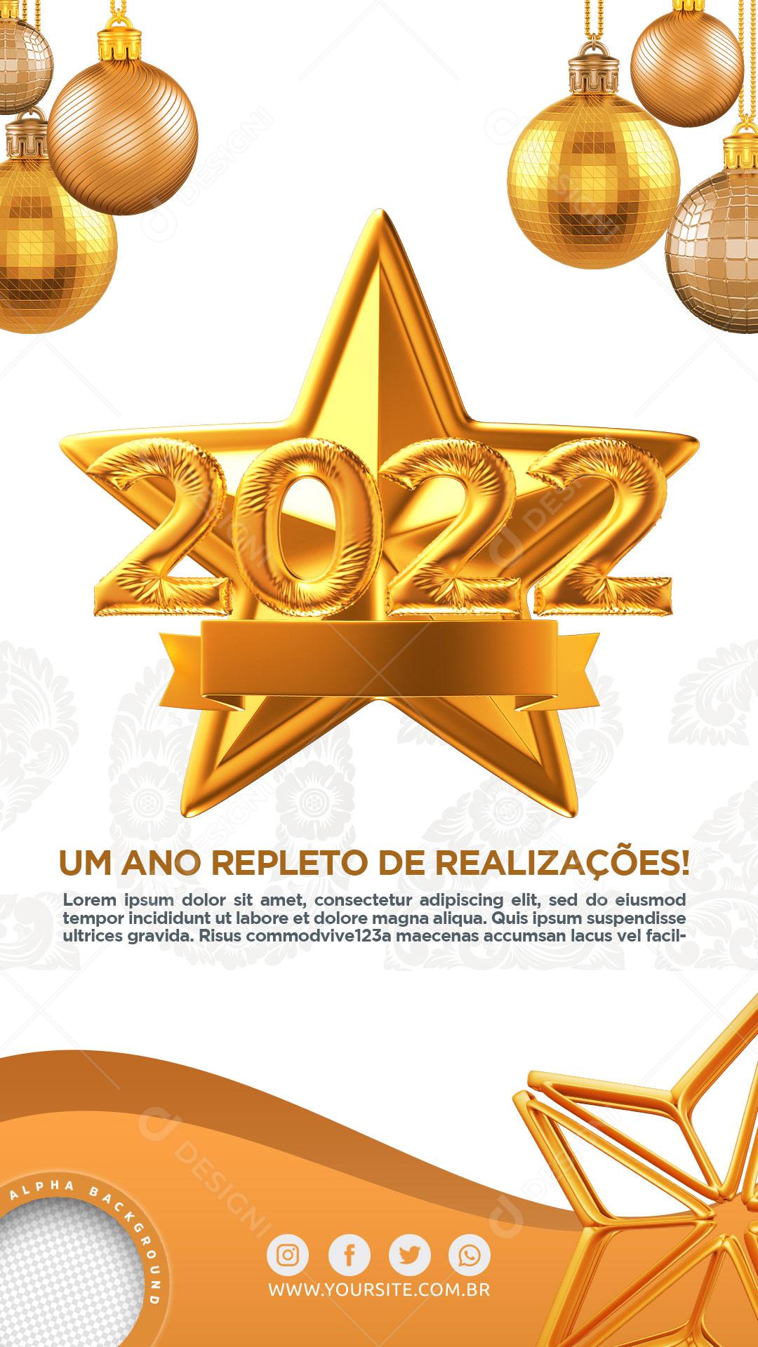 Post Stories Feliz Ano Novo 2022 Social Media PSD Editável