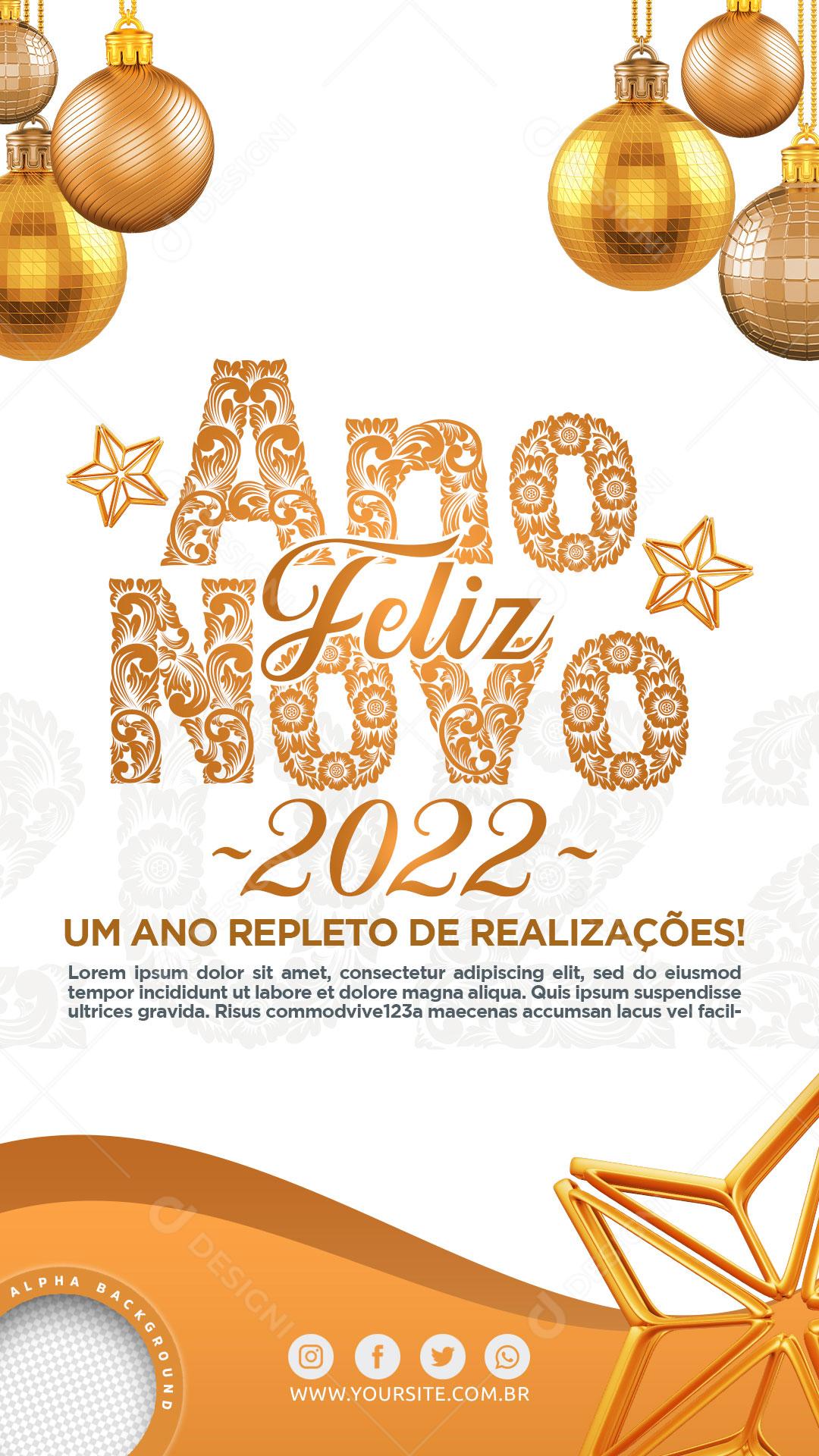 Post Stories Happy New Year 2022 Social Media Editable PSD