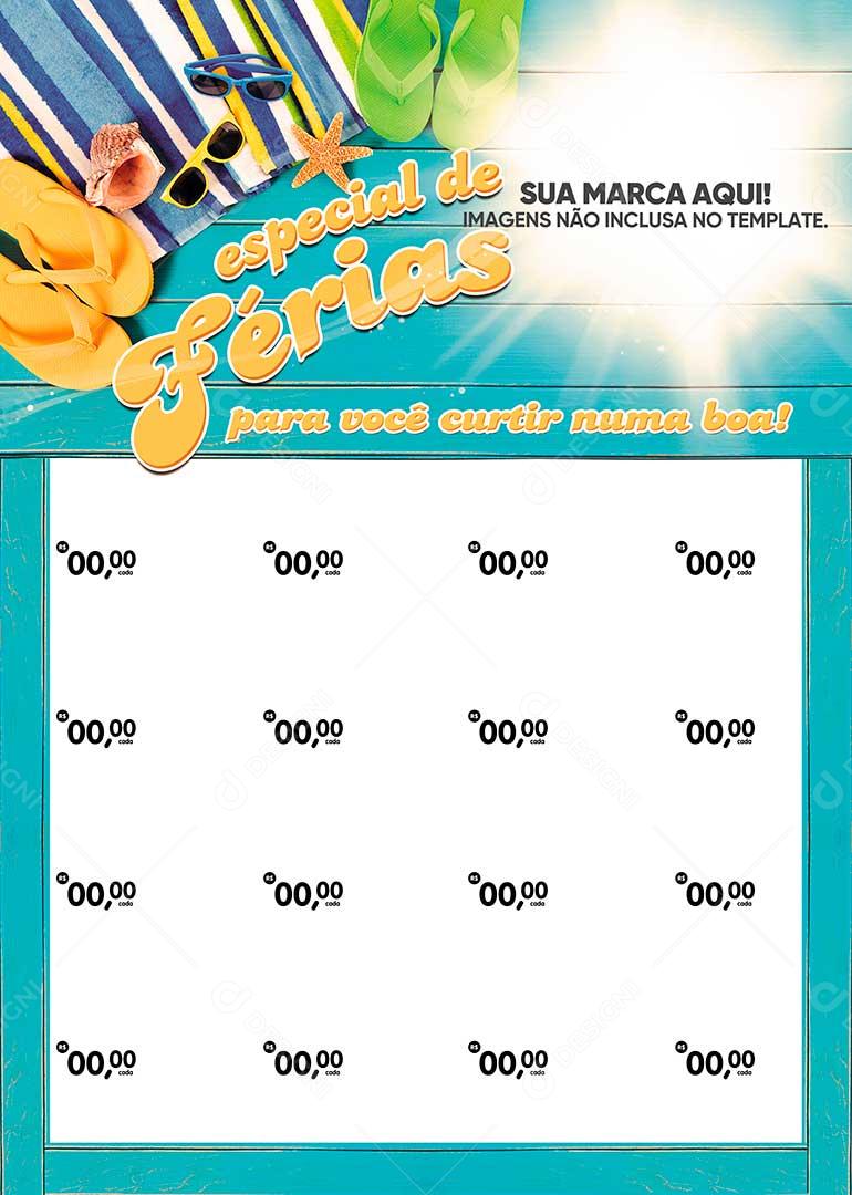 Folheto Especial Férias Encarte Supermercado Promoção PSD Editavel