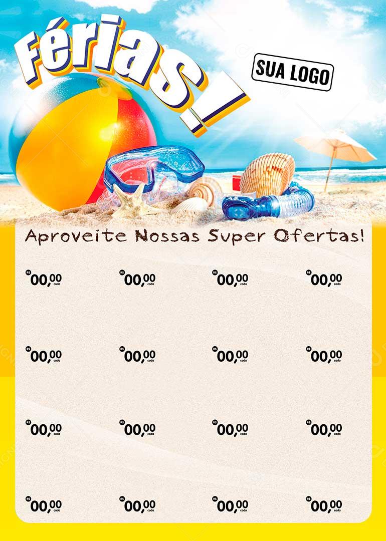 Folheto Especial Férias Encarte Supermercado Promoção PSD Editavel