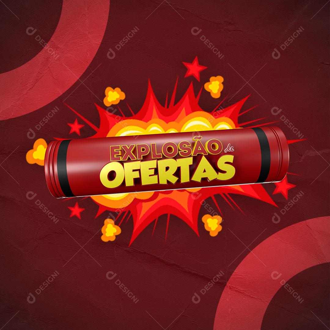 Selo 3D Para Composição Explosão De Ofertas PSD
