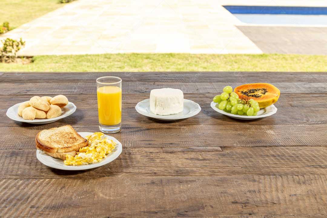 Foto Suco Pão Ovos Mamão Uva Imagem JPG