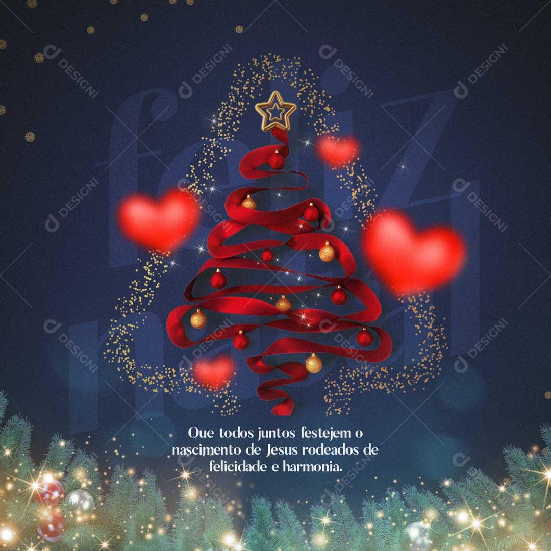 Social Media Feliz Natal Cheio De Corações PSD Editável