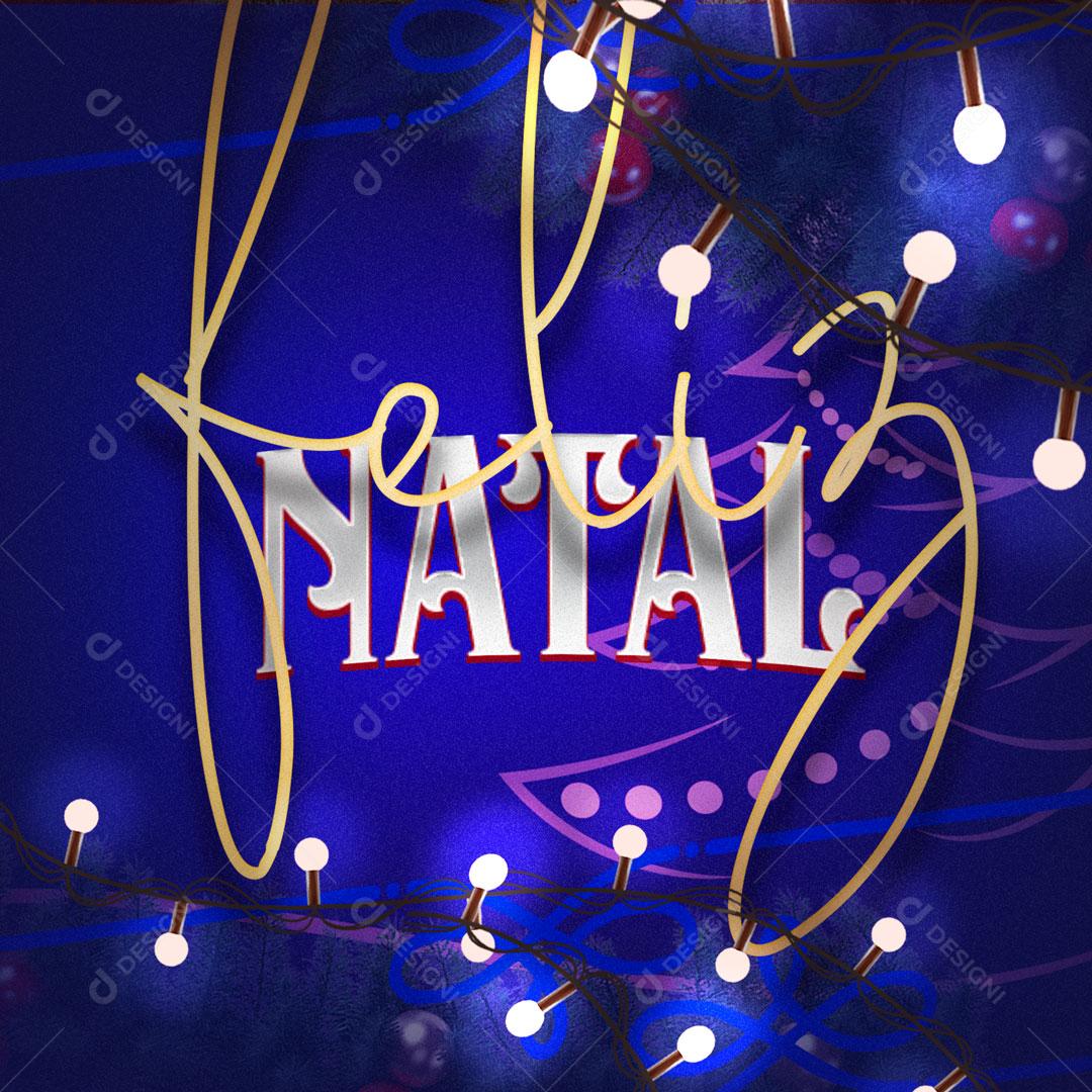 Post Feed Data Comemorativa Feliz Natal Azul Social Media PSD Editável