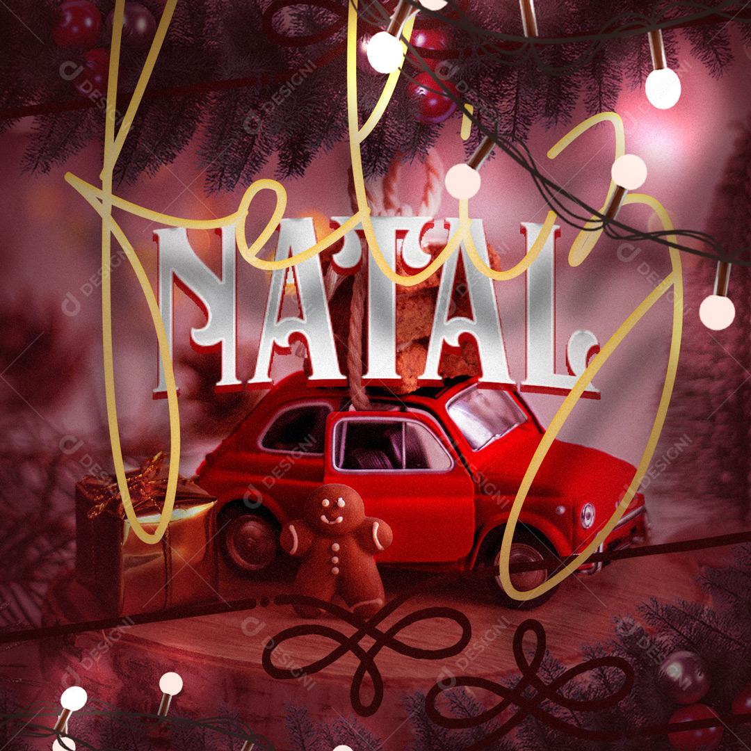 Post Feed Data Comemorativa Feliz Natal Vermelho Social Media PSD Editável