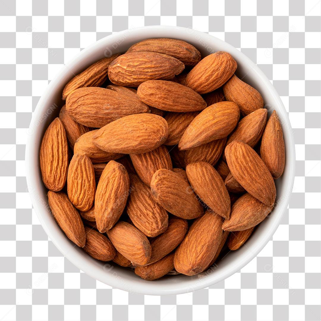 Amêndoas em Uma Tigela Branca PNG Transparente