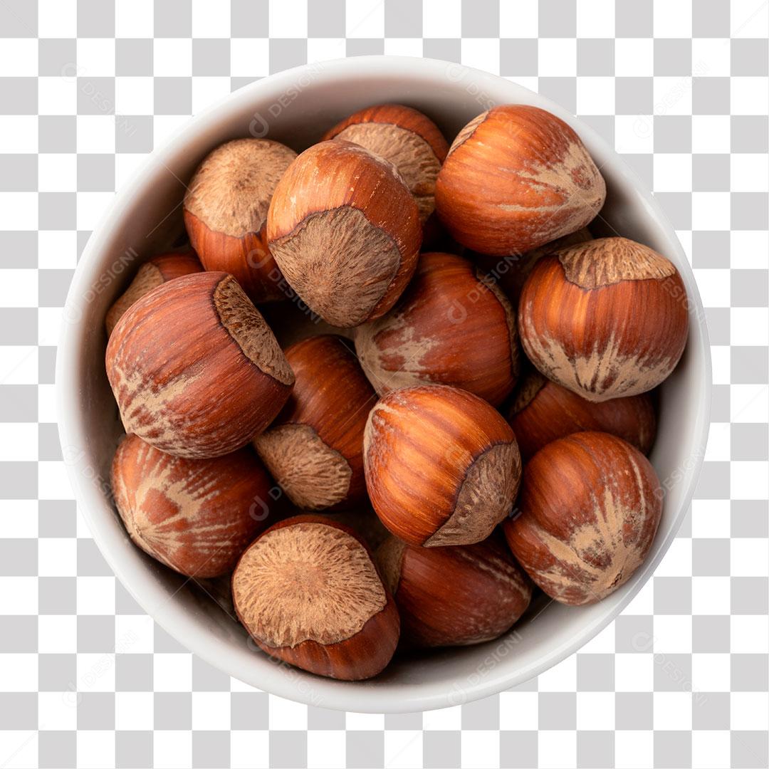 Avelãs em Uma Tigela Branca PNG Transparente