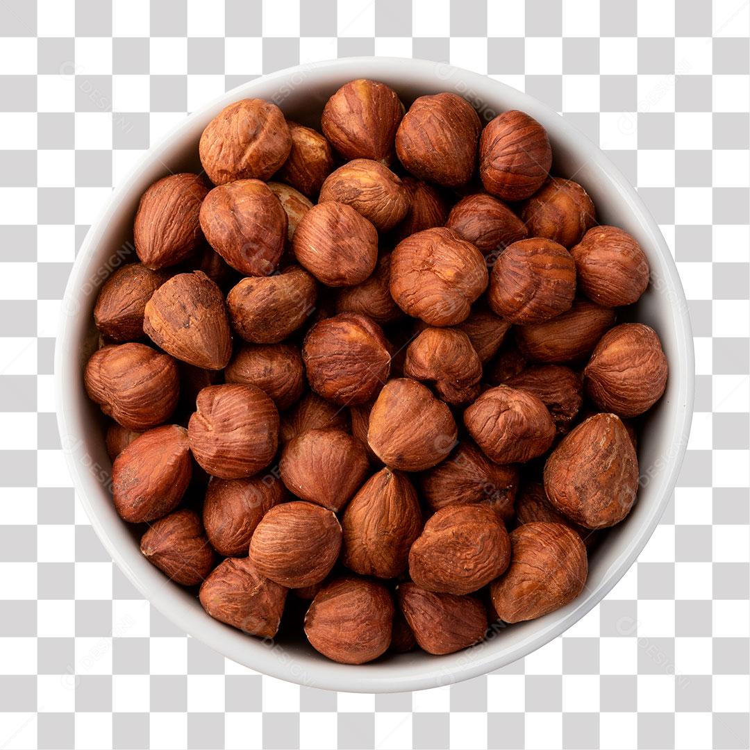 Avelã Sem Casca Em Tigela Branca PNG Transparente