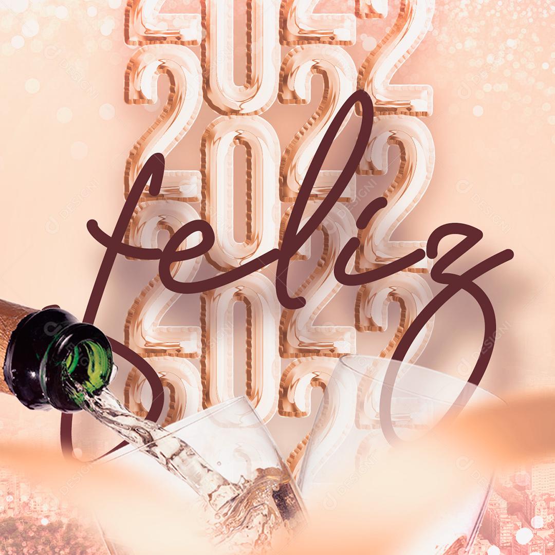 Social Media Feliz 2022 Ano Novo PSD Editável