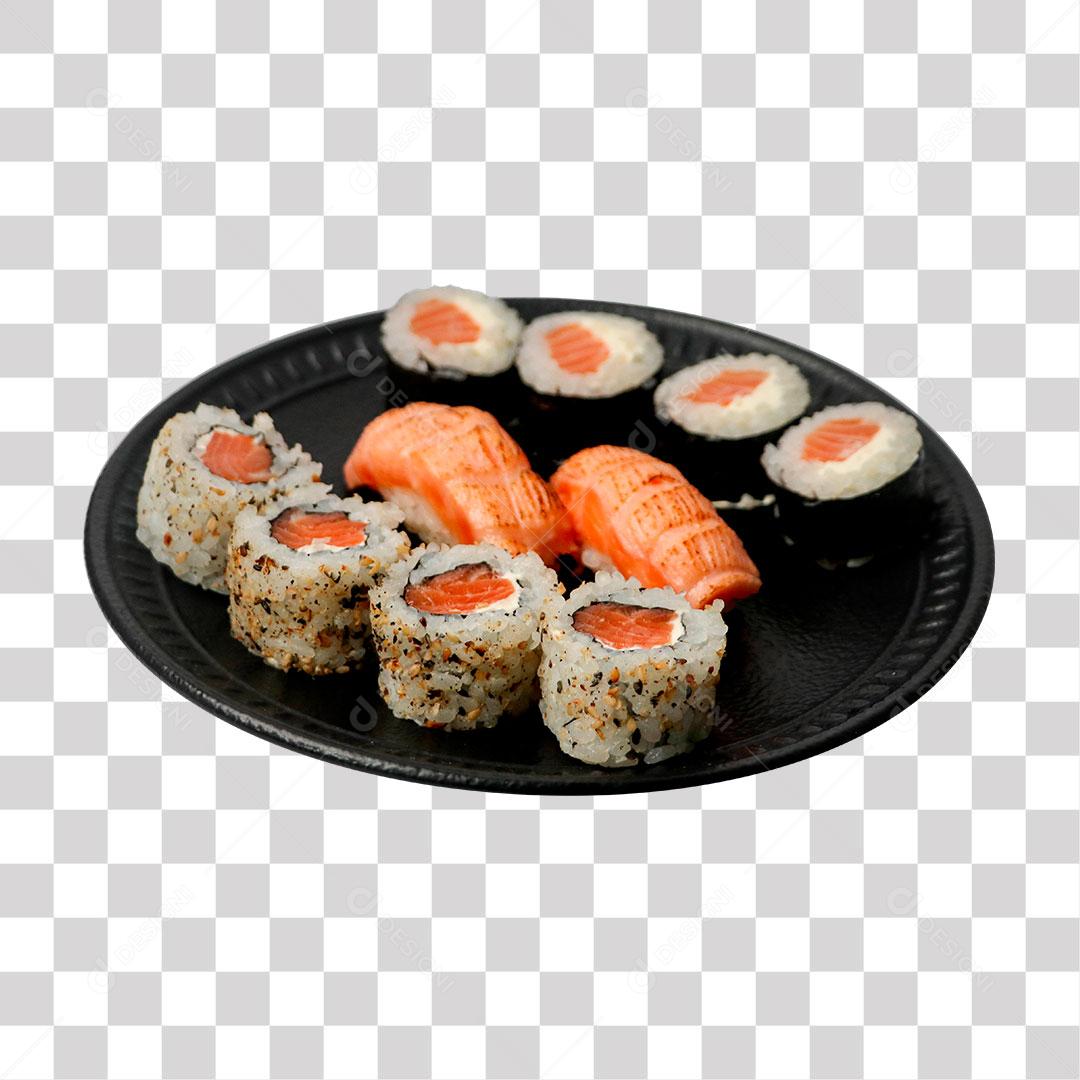 Prato com Sushi Uramaki PNG Transparente