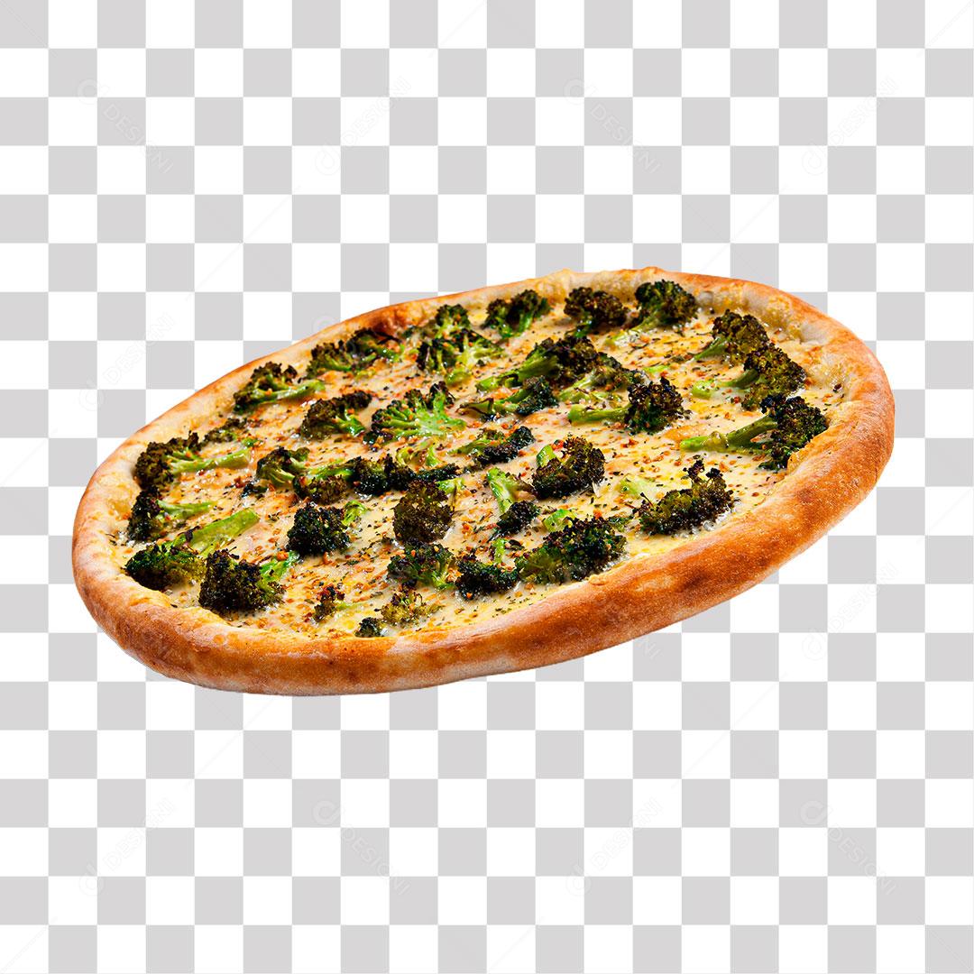 Pizza de Brócolis Temperada Com Alho e Frango Com Molho de Tomate PNG Transparente