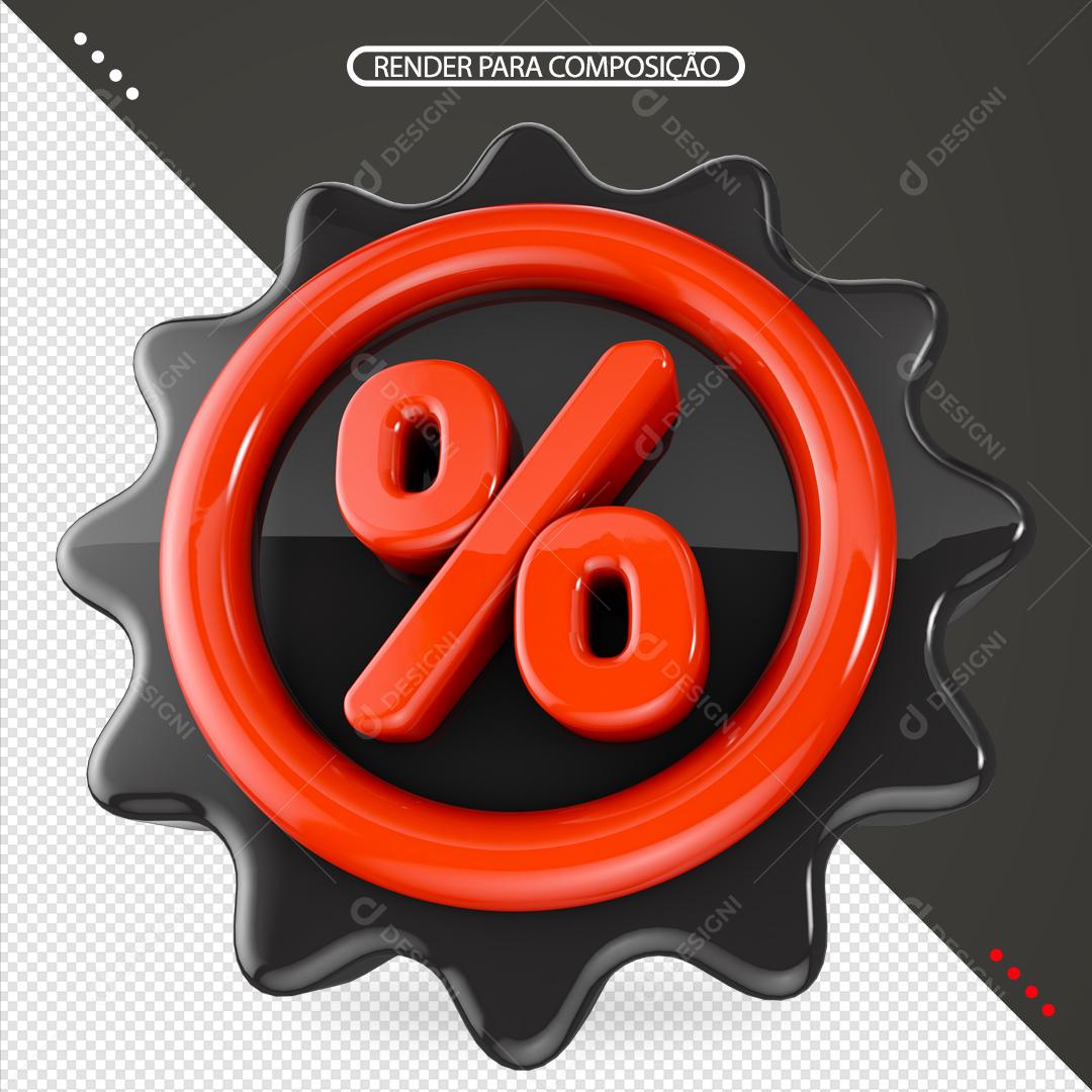 Elemento 3D Para Composição % De Desconto Selo PSD Editável