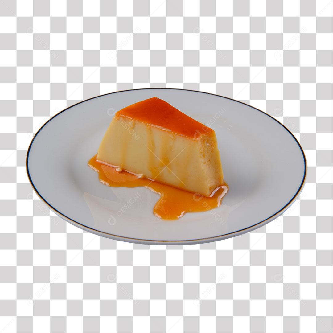 Pedaço de Pudim em Cima De Um Prato PNG Transparente