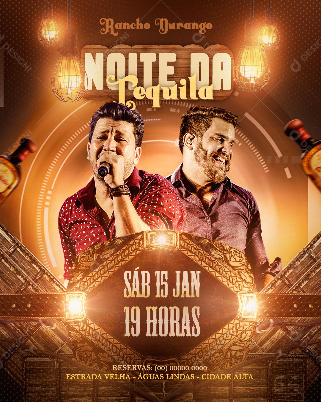 Feed Flayer Noite Da Tequila Sábado Social Media PSD Editável