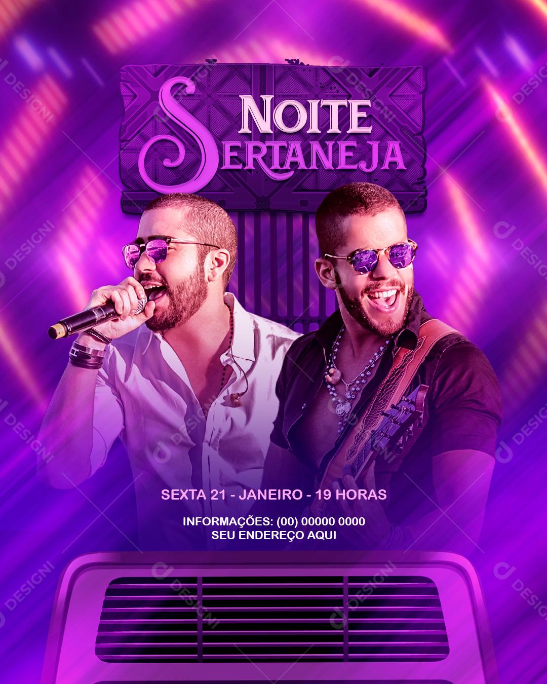 Feed Flayer Noite Sertaneja Social Media PSD Editável