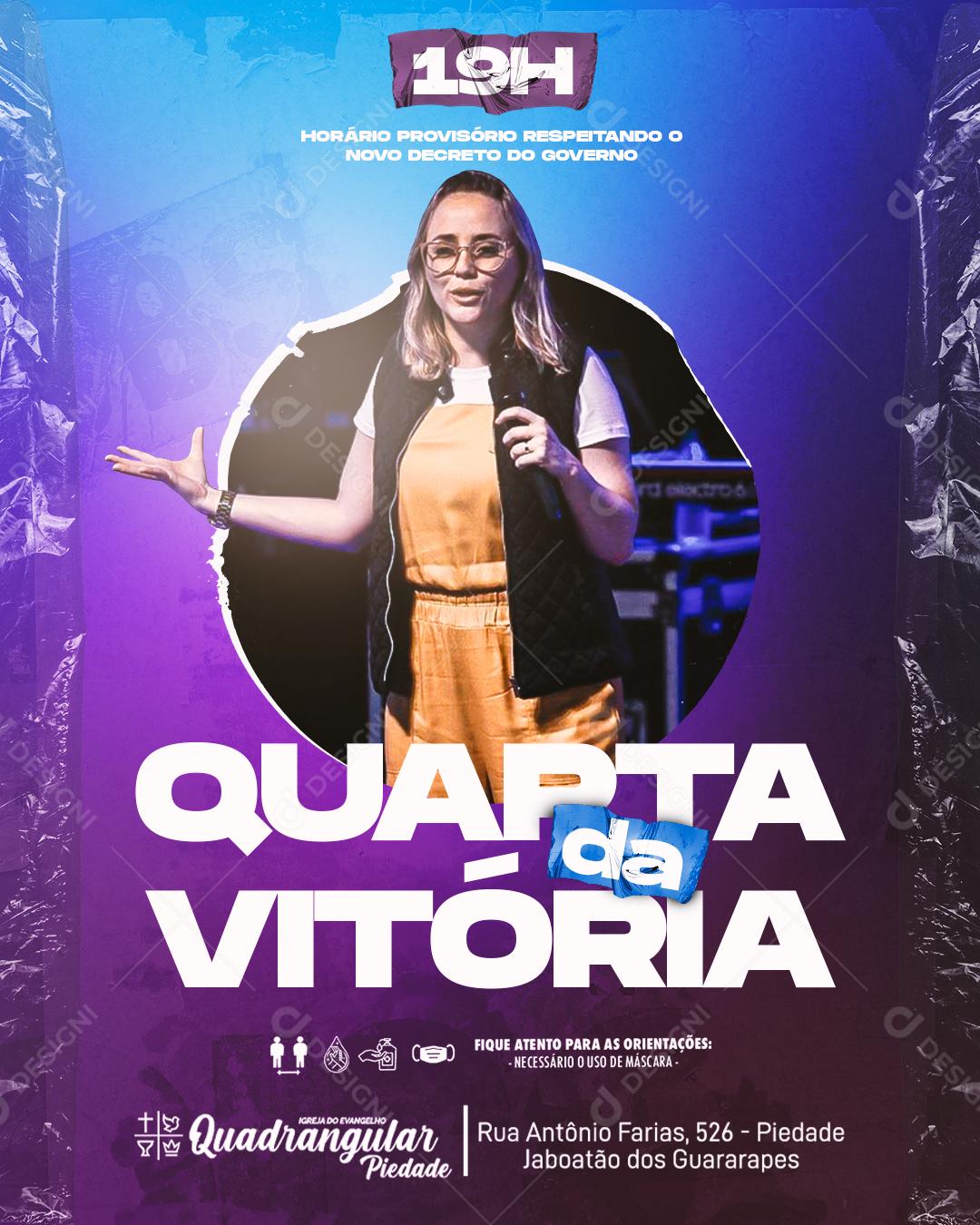 Quarta Da Vitória 19 Horas Culto Social Media PSD Editável