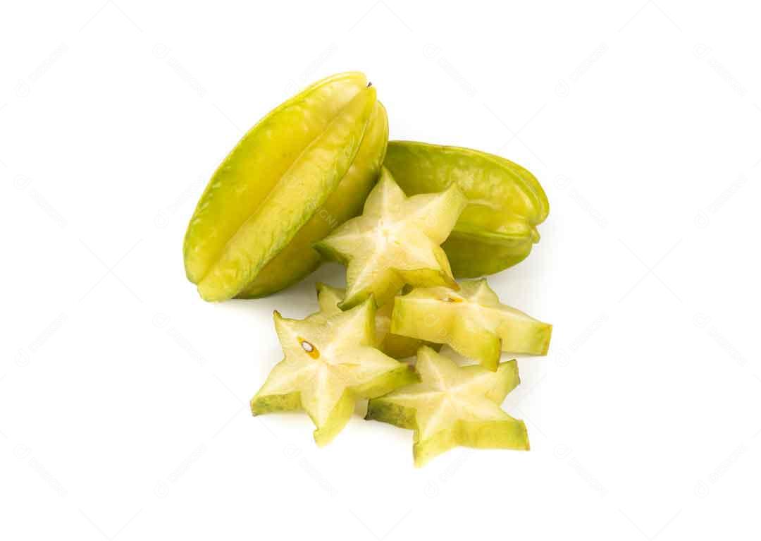 Fruta Com Formato De Estrela Carambola Cortada em Pedaços Imagem JPG