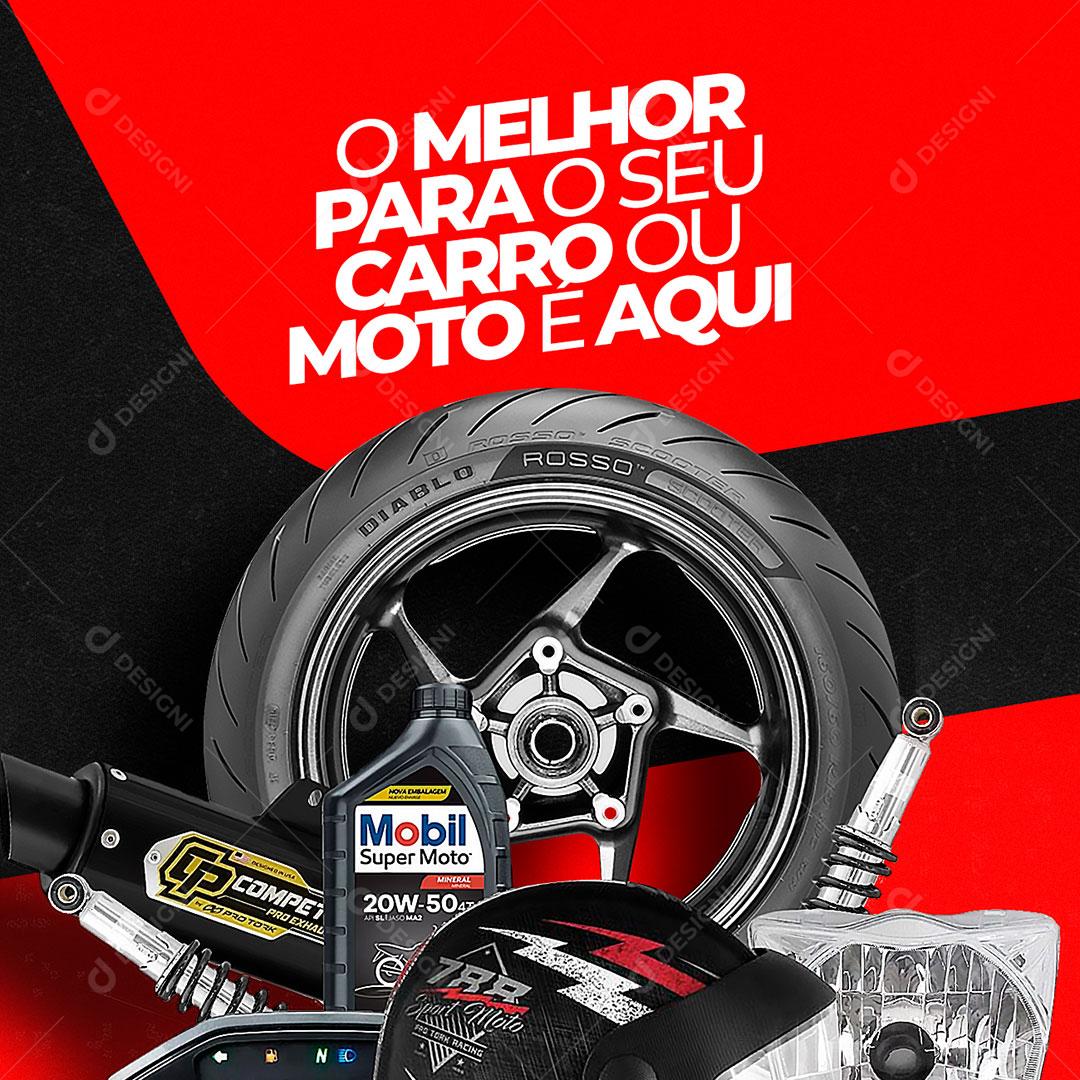 Post Oficina Mecânica O Melhor Para Seu Carro E Moto Social Media PSD Editável
